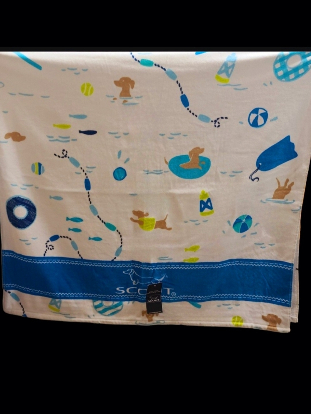 SCOUT Dachshund Dog Doxie Pool BEACH TOWEL Blanket Bath Nautical Seashore New